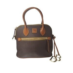 Gorgeous Dooney & Bourke Brown and Tan Leather Dome Type Tote Bag